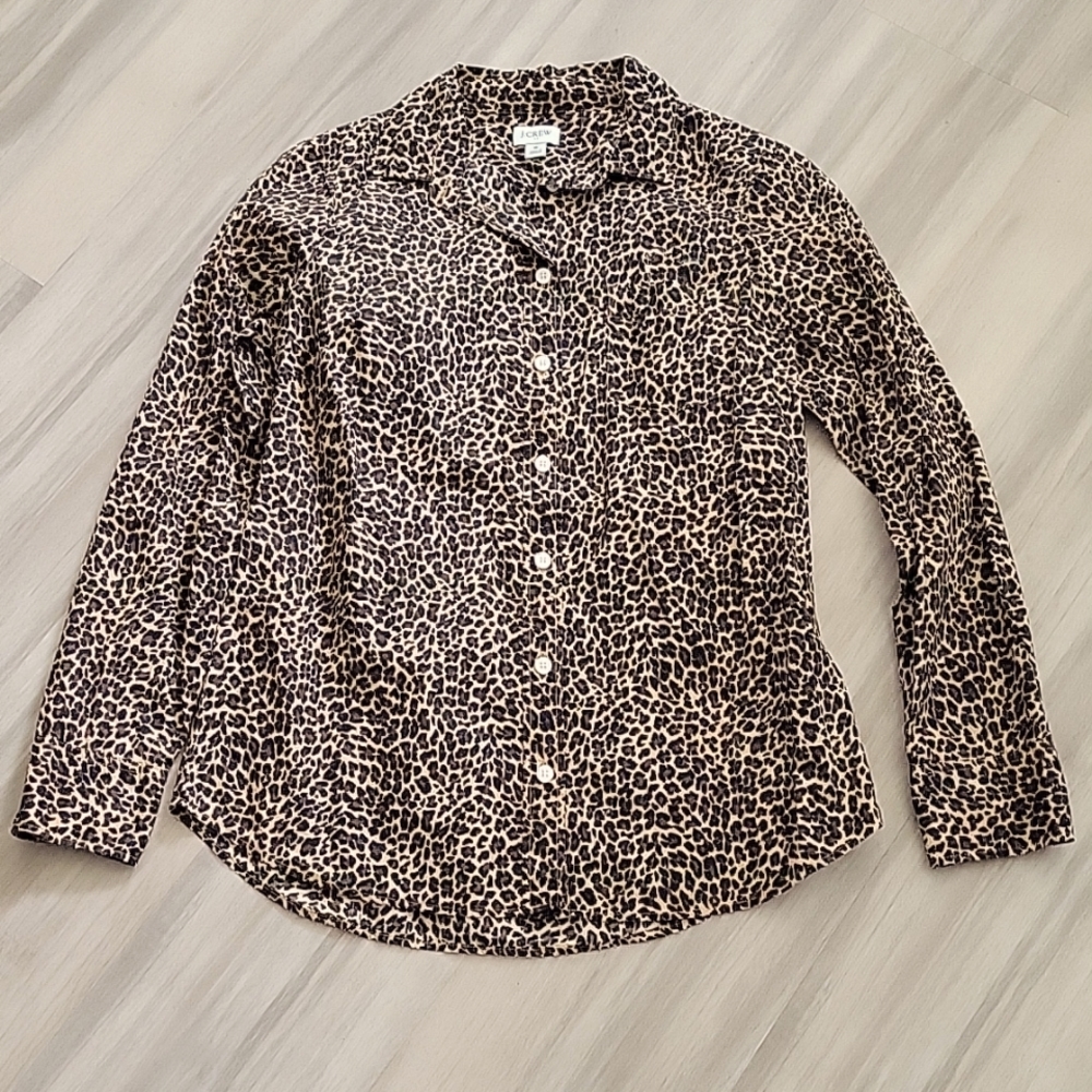 J crew 100% cotton cheeta blouse